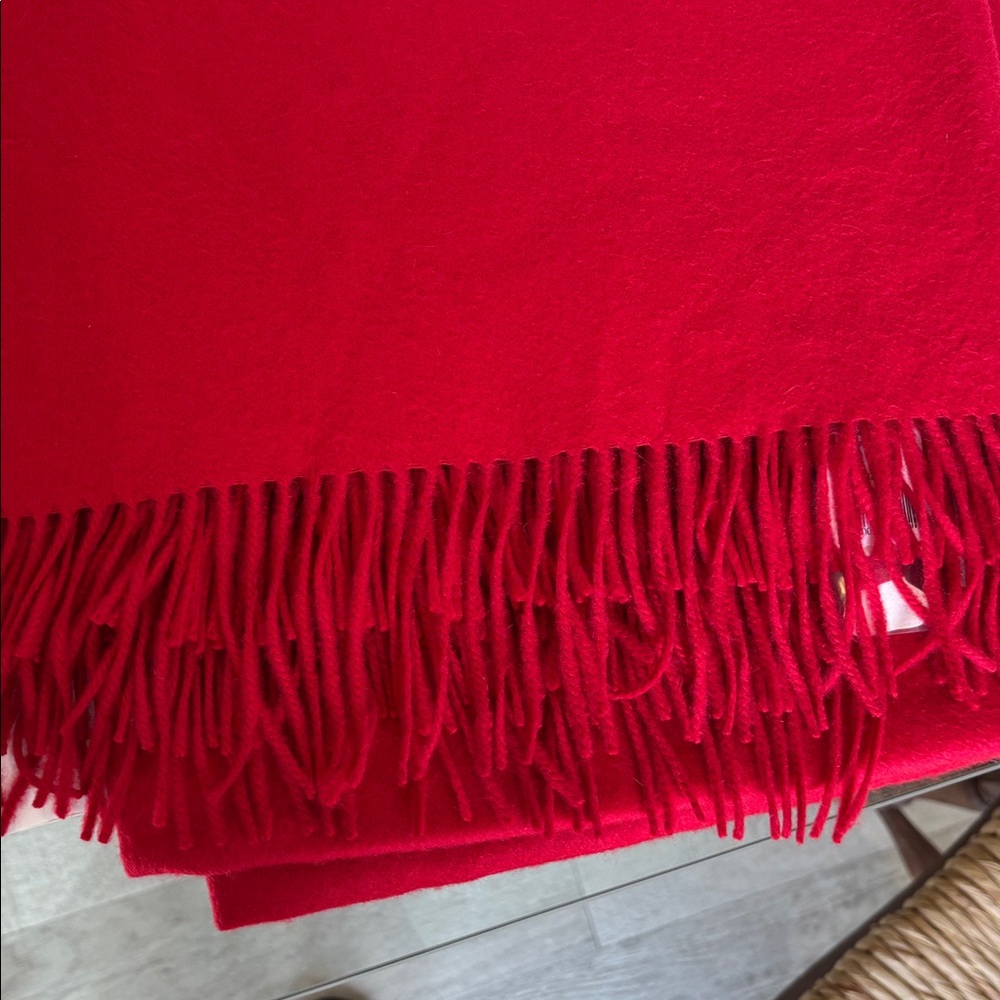 Ralph Lauren Cashmere Vibrant Red Fringe Throw/Blanket 58'x72' NWT